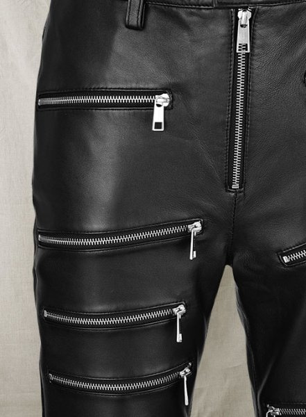 Leather Black Jeans Zipper Stretch Trousers Patent Leather Pants - Karanube