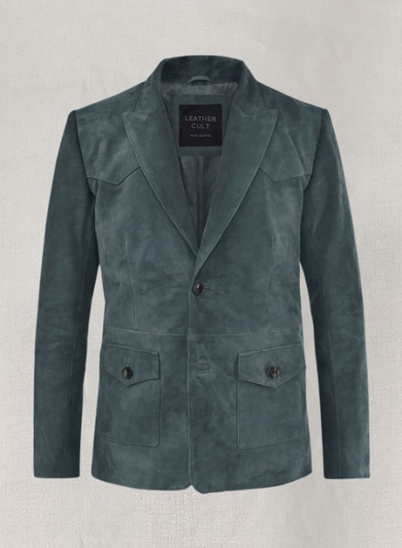 (image for) Blue Suede Western Leather Blazer