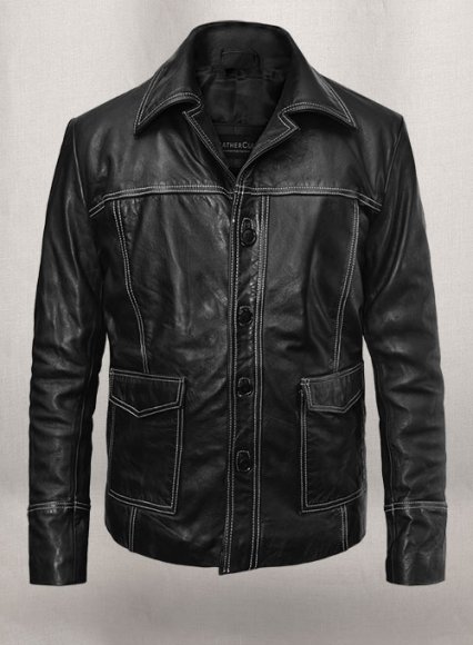 Thick Goat Black Brad Pitt Fight Club Leather Jacket
