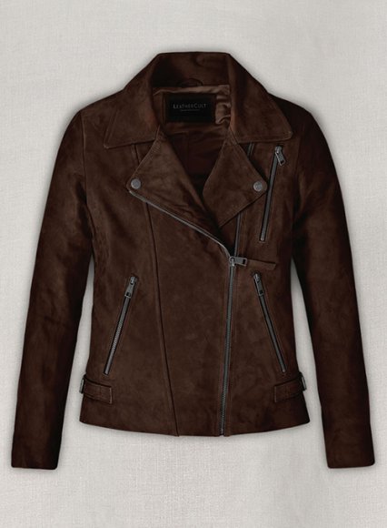 Dark Brown Suede Vanessa Hudgens Leather Jacket #3