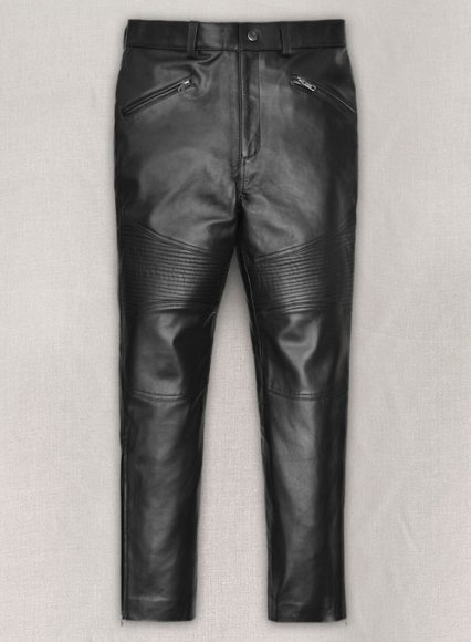 Black Stretch Cowboy Lace Up Leather Pants : LeatherCult: Genuine