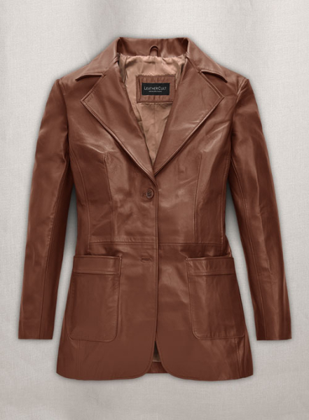 (image for) Tan Brown Jennifer Aniston Friends Season 5 Leather Blazer