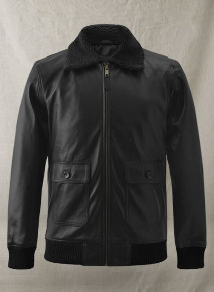 Black Pilot Aviator Leather Jacket