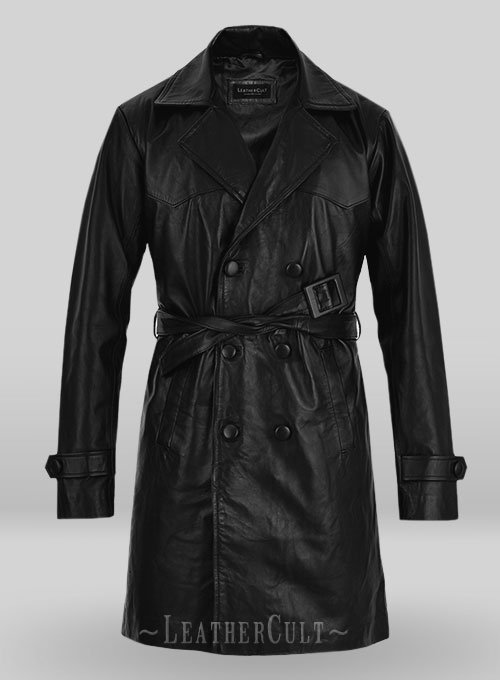 1970's Leather Trench Coat - Click Image to Close