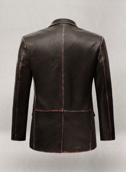 (image for) Rubbed Brown Leather Blazer