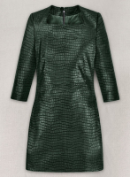 (image for) Croc Metallic Green Cacoon Leather Dress - # 757