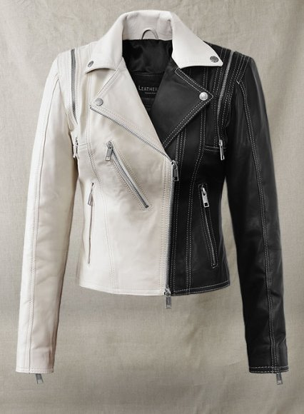 Black and white 2024 leather jacket womens