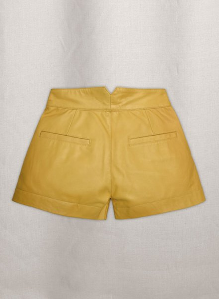 Yellow Leather Cargo Shorts Style # 360