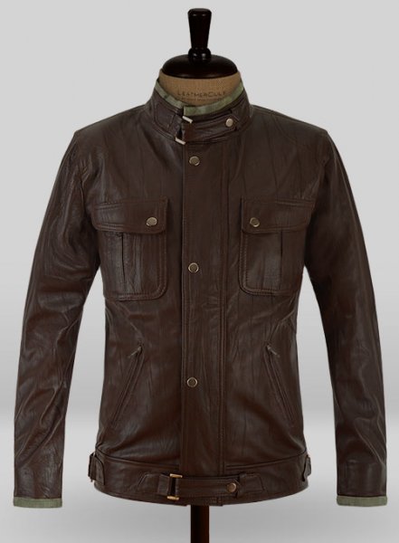 Wrinkled Brown Gerard Butler Leather Jacket #1