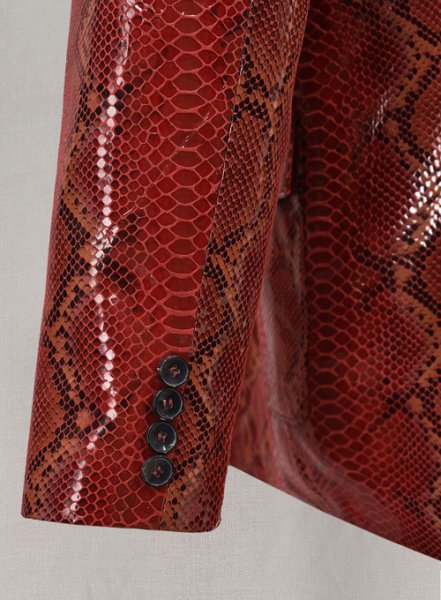 (image for) Bold Red Python Western Leather Blazer