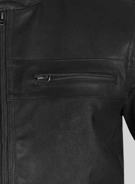 Distressed Black Leather Jacket # 616