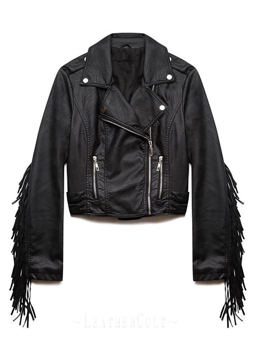 Fringe Leather Jacket #1008 - Click Image to Close