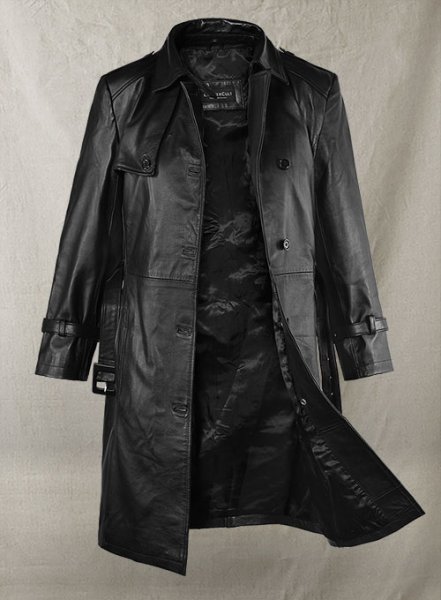 (image for) Jennifer Lopez Hustlers Leather Trench Coat