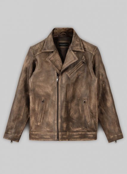 Rubbed Espanol Brown Roger Timber Leather Jacket - M Regular Rubbed Espanol Brown Roger Timber Leather Jacket - M Regular
