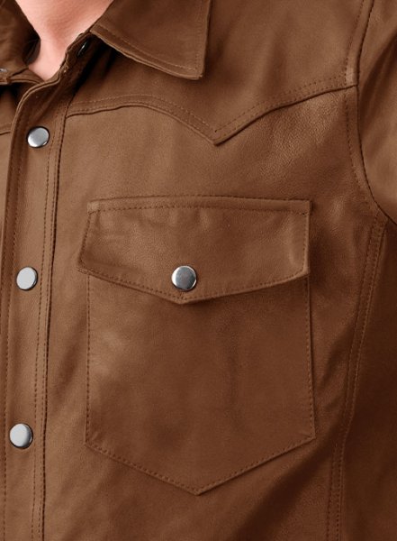 Light Weight Unlined Tan Leather Shirt