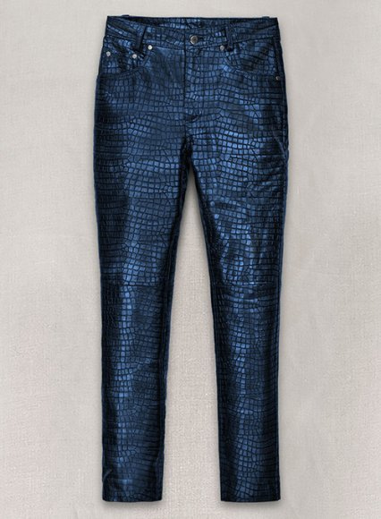 (image for) Croc Metallic Blue Leather Pants - Jeans Style