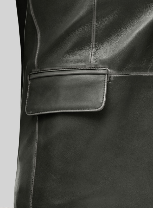 (image for) Rubbed Charcoal Leather Blazer - Click Image to Close