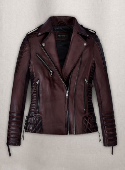 (image for) Charlotte Burnt Wine Leather Jacket