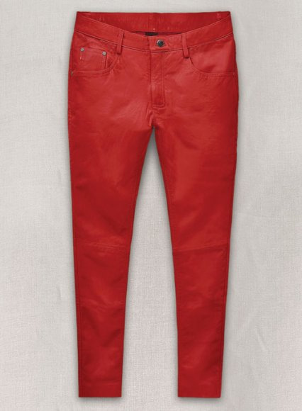 Red Leather Pants Men - Slim Fit Colored Pants