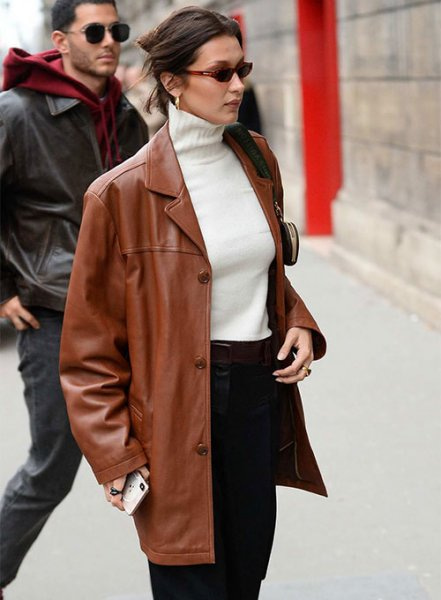 (image for) Bella Hadid Leather Trench Coat