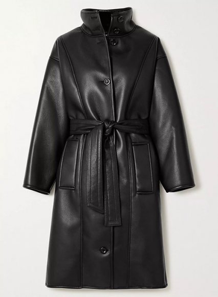 Wrap Leather Trench Coat