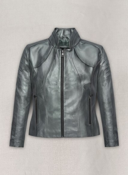 (image for) Metallic Lurex Gray Leather Jacket # 265