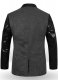Vintage Plain Dark Gray Tweed Leather Combo Blazer # 652