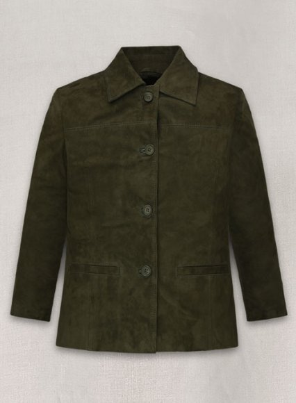 (image for) Olive Green Suede Milla Jovovich Leather Jacket