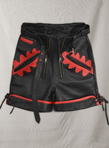 (image for) Thick Black Leather Cargo Shorts Style # 364