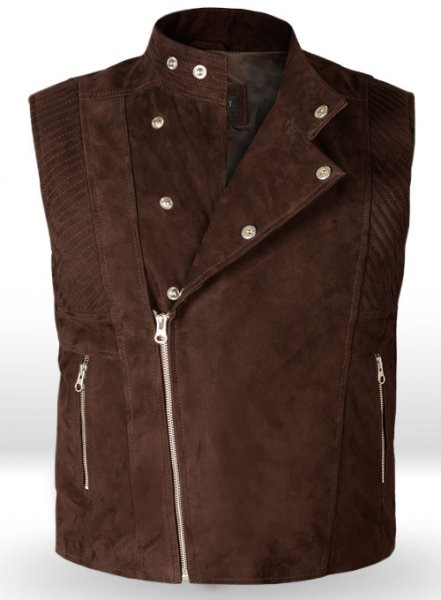 (image for) Soft Dark Brown Suede Leather Vest # 354