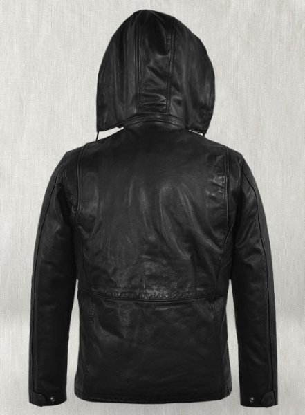 (image for) Black Military M-65 Hood Leather Jacket