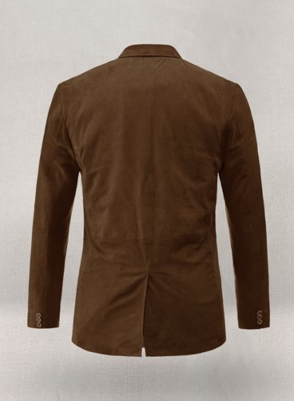 (image for) Soft Mid Brown Suede Leather Blazer
