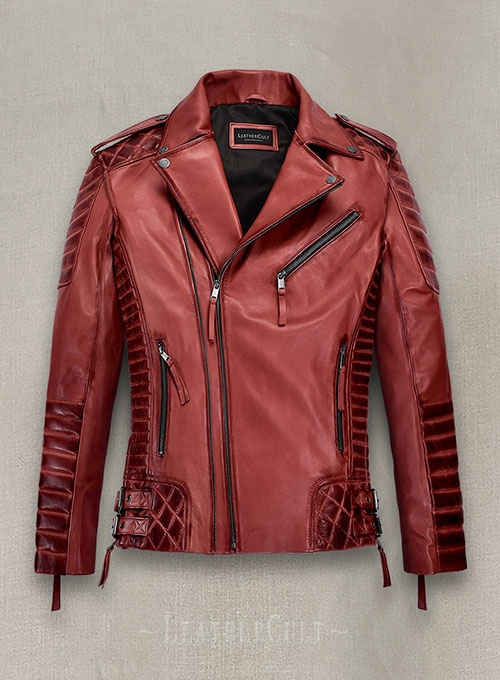Charles Burnt Red Leather Jacket - Click Image to Close
