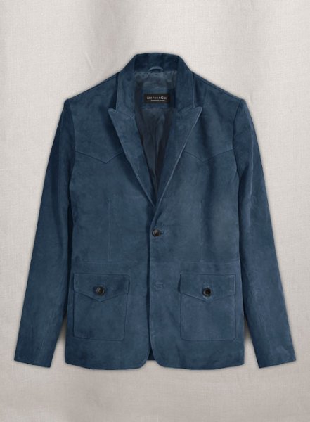 (image for) Blue Suede Western Leather Blazer