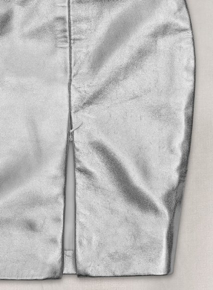 (image for) Silver Adjustable Slit Leather Skirt