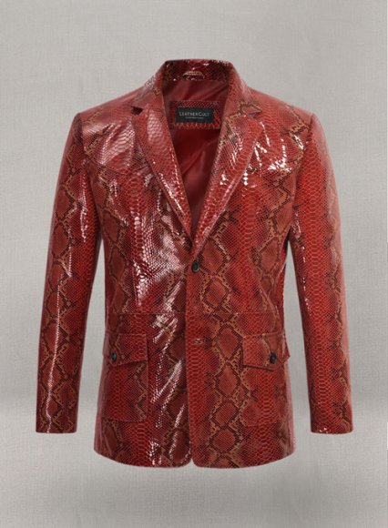 Bold Red Python Western Leather Blazer