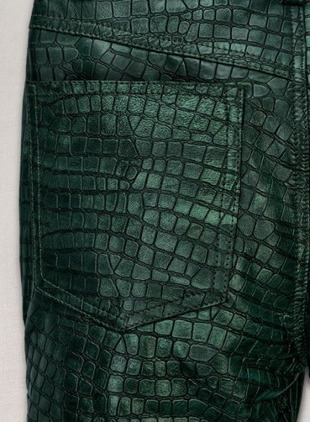 Croco Skin Leggings Emerald