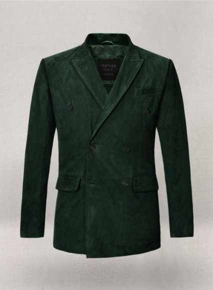 (image for) Timber Green Suede Double Breasted Blazer