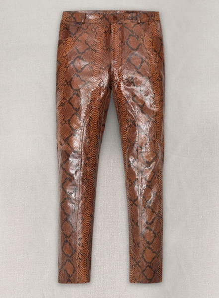 (image for) Bold Brown Python Leather Biker Jeans - Style #501