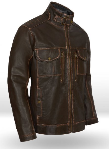 (image for) Tribal Rubbed Brown Leather Jacket