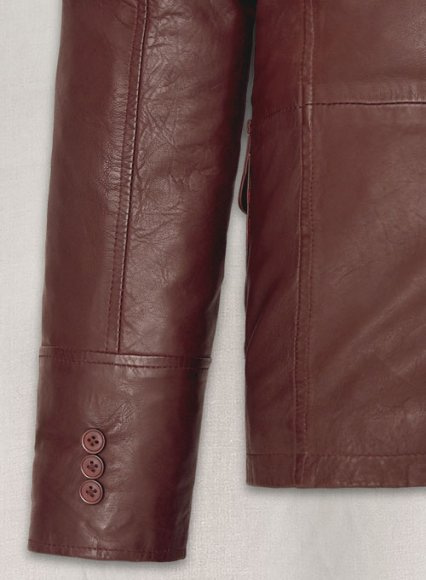 (image for) Soft Maroon Washed & Wax Leather Blazer - #716