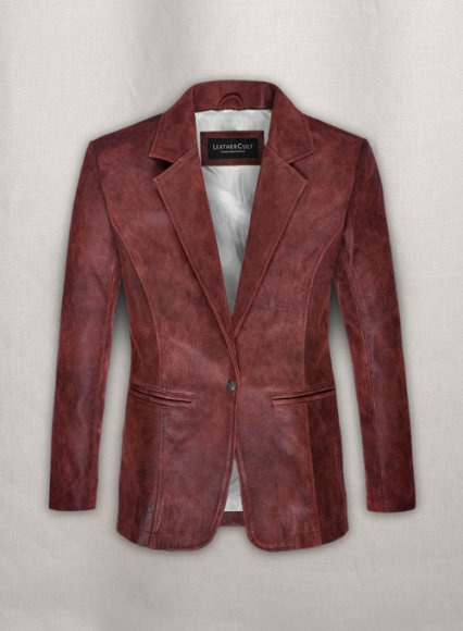 Dark Vintage Red Ali Larter Resident Evil Leather Blazer