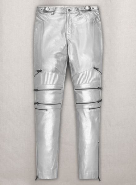 (image for) Silver Electric Zipper Mono Leather Pants