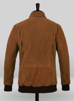 (image for) Soft Caramel Brown Suede Hunter Bomber Leather Jacket