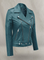 (image for) Prussian Blue Washed & Wax Jessica Alba Leather Jacket #2