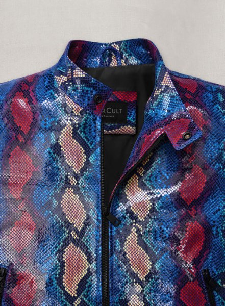 (image for) Glinting Bold Blue Python Leather Jacket