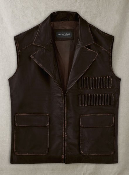 (image for) Rubbed Dark Brown Sean Connery Leather Vest