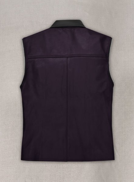 Purple Leather Vest 336 LeatherCult Genuine Custom Leather Products Jackets for Men Women