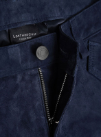 (image for) Dark Blue Suede Leather Cargo Jeans - Style 01-2