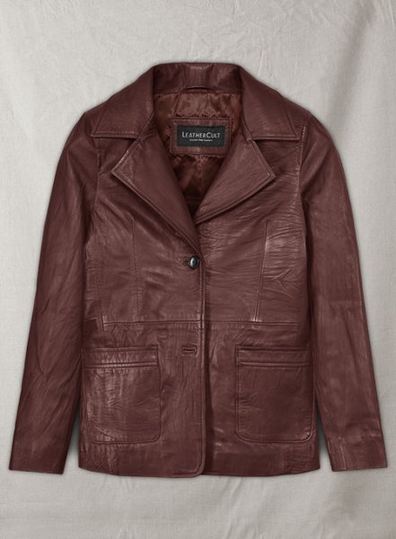 (image for) Soft Maroon Jennifer Aniston Friends Season 5 Leather Blazer